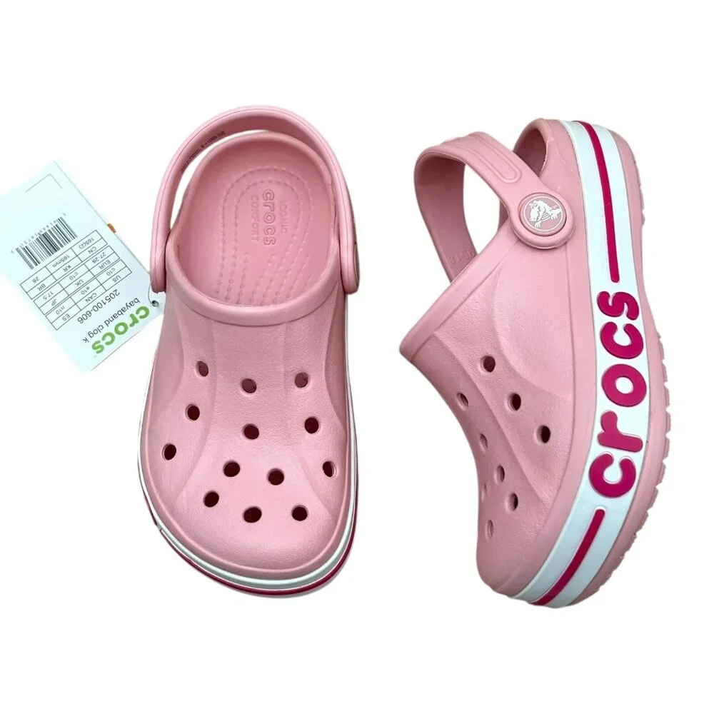 Crocs Bayaband Toddler Girls Slip-on Clogs Size 10‎ Light Pink Water Friendly